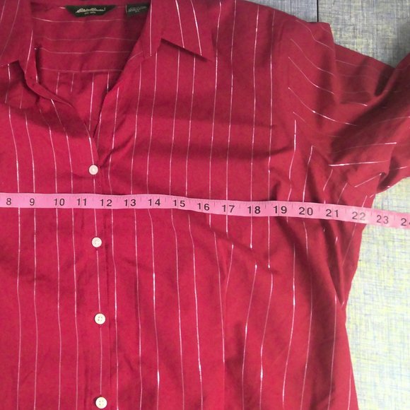 Eddie Bauer Red Striped Shirt Long Sleeve Button Up Women's XL - Picture 6 of 8